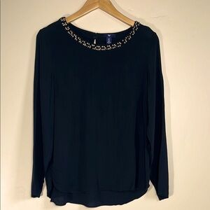 Elegant Black Beaded Women's Top